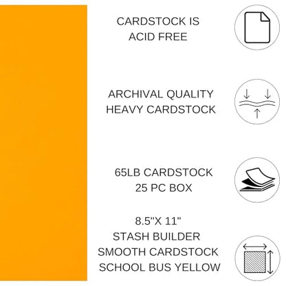 PA Paper Accents Stash Builder Cardstock 8.5" x 11" School bus Yellow