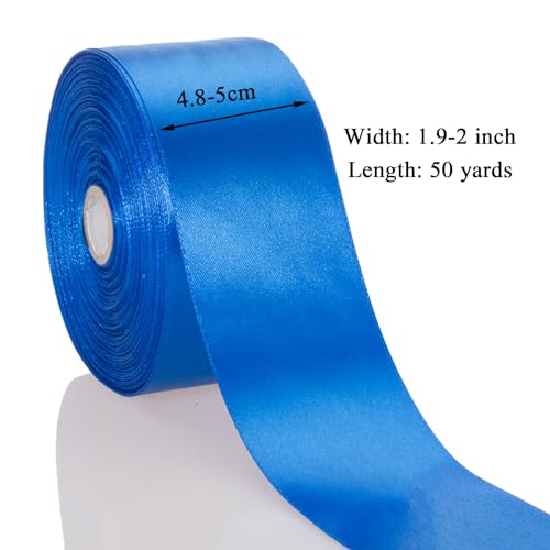 2 Inch Royal Blue Solid Satin Ribbon for Gift Wrapping