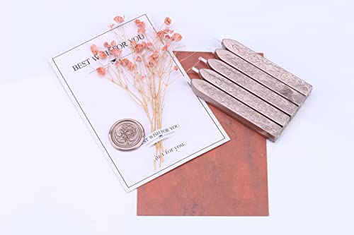 5Pcs Champagne Gold Sealing Wax Sticks with Wick for Wax Seal Stamp (5 Count)