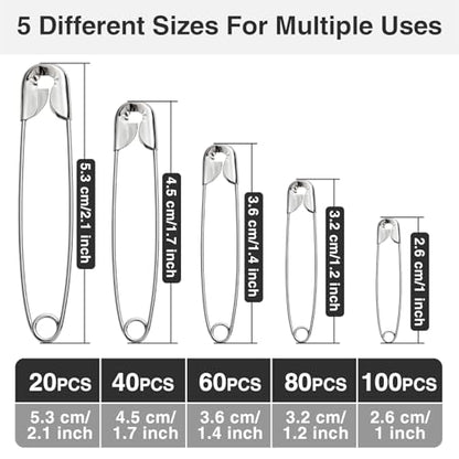 Silver Safety Pins 300 PCS (300 Count)