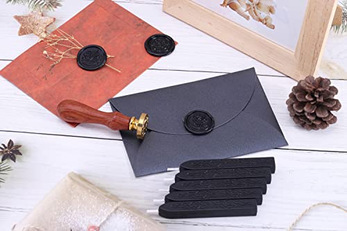 5Pcs Black Sealing Wax Sticks with Wicks for Wax Seal Stamp (5 Count)