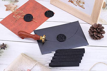 5Pcs Black Sealing Wax Sticks with Wicks for Wax Seal Stamp (5 Count)