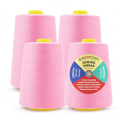 40S 2 Light Pink Polyester 4 Pack of Serger Threads Cones