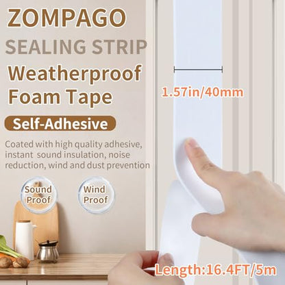 Single Sided Foam Weather Stripping Seal Tape White