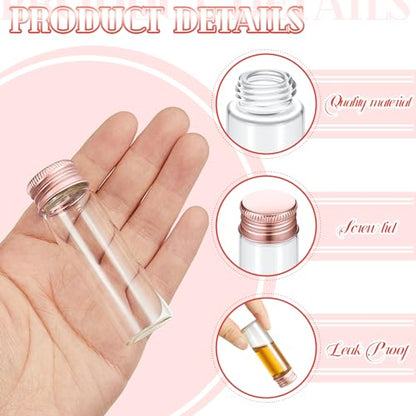 100 Pcs Small Clear Vials Spice Mini Jars with Lids Mini Glass Bottles with Screw Aluminum Metal Caps Tiny Jars Sample Containers for Powder Cream Cosmetic Jewelry Wedding (100 Count)