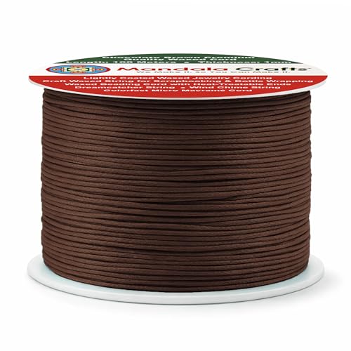 1mm Chocolate Brown Cotton Waxed Cord for Jewelry Making (327 Foot)