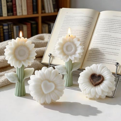 2PCS 3D Sunflower Candle Silicone Mold for Candle DIY Soap Resin Craft