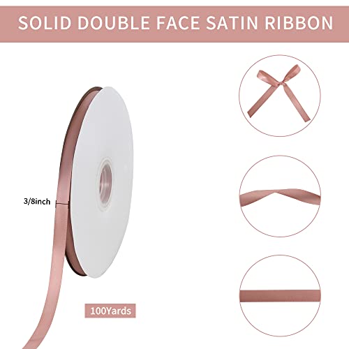 100yds 3 8 Inch Rose Gold Satin Ribbon for Craft Gifts Wrapping (300 Foot)