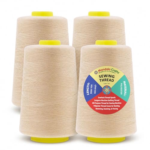 20S 2 Tan Polyester 4 Pack of Serger Threads Cones (72000 Foot)