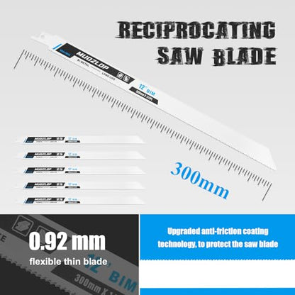 5Pack 12inch 14TPI Metal Reciprocating Saw Blades Set (5 Count)