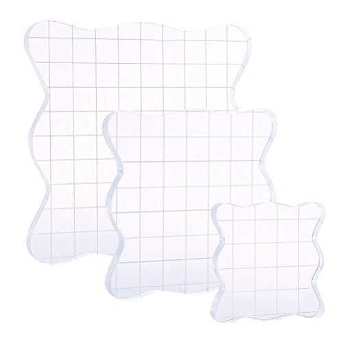 Acrylic Clear Rubber Stamping Blocks Set with Grid Package of 3 (3 Count)