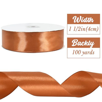 100 Yard Copper Brown Satin Ribbon 1