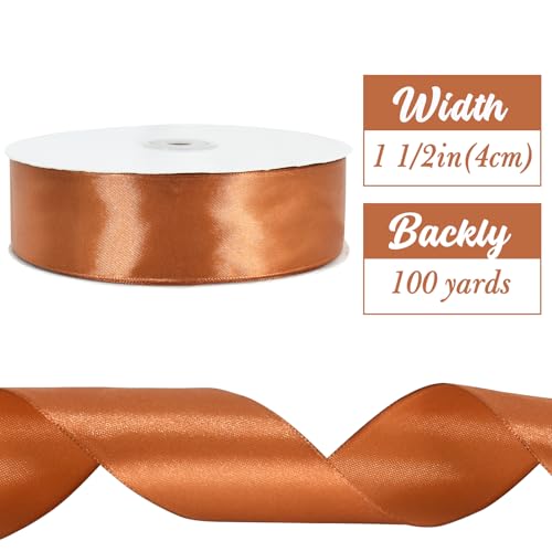 100 Yard Copper Brown Satin Ribbon 1