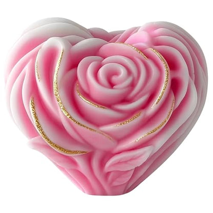 Round Rose Flower Heart Cylinder Candle & Resin Mold