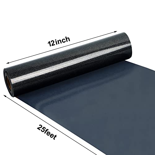 Glitter Black HTV Heat Transfer Vinyl Rolls