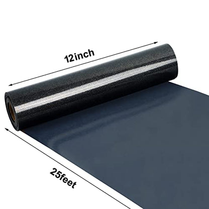 Glitter Black HTV Heat Transfer Vinyl Rolls