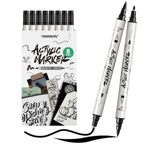 8 Pack Black Brush and Fine Dual (8 Count)