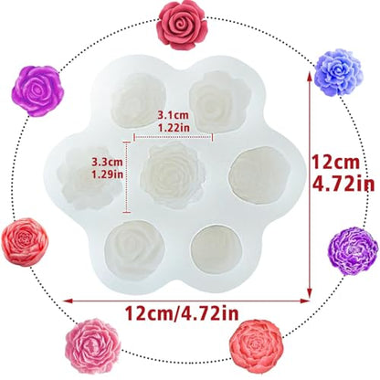 7 Cavity Flower Silicone Molds Valentine's Day Candle Mold Candle Fondant