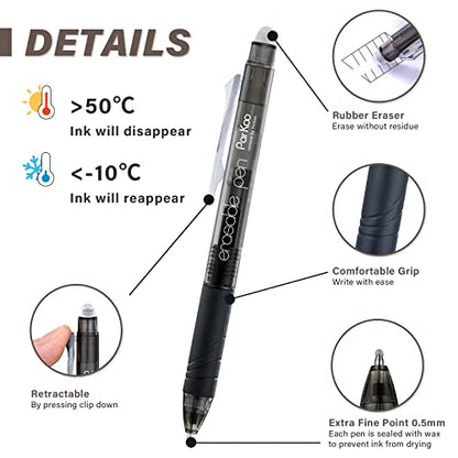 Retractable Erasable Gel Pens Clicker Fine Point 0.7 mm (10 Count)