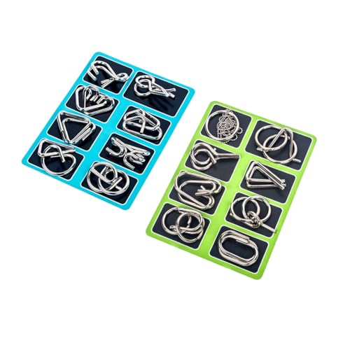 Metal Wire Puzzles Set of 16 with Pouch Large Thick IQ Test Mind Games Toys Brain Teaser Puzzles Metal Wire Magic Trick Toy Metals IQ Puzzle Fidget Toys Party Favors for Kids Adults (16 Count)