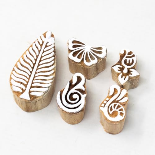 Wooden Stamps for Block Printing (5 Count)