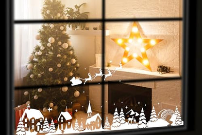 Christmas Window Stencils for Glass 58.5" Window Snow Spray Stencils (6 Count)