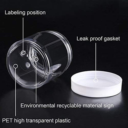 SATINIOR 12 Pack 8 oz Plastic Container Jars with Lids Round Clear Travel Cosmetic Container Slime Jars for Toiletries, Lotion, Cream, Ointments, Makeup, Rhinestone, Samples, Kitchen Storage(Clear)