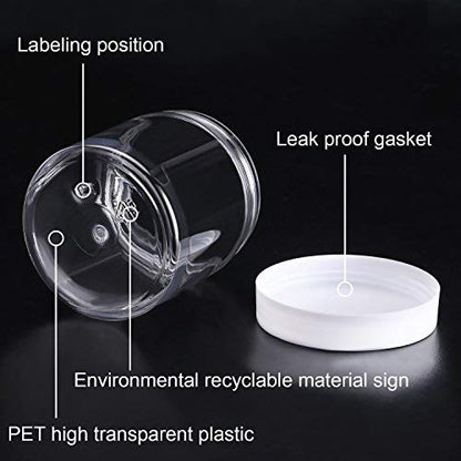 12 Pack 8 oz Plastic Container Jars with Lids Round Clear Travel Cosmetic Container Slime Jars for Toiletries (12 Count)