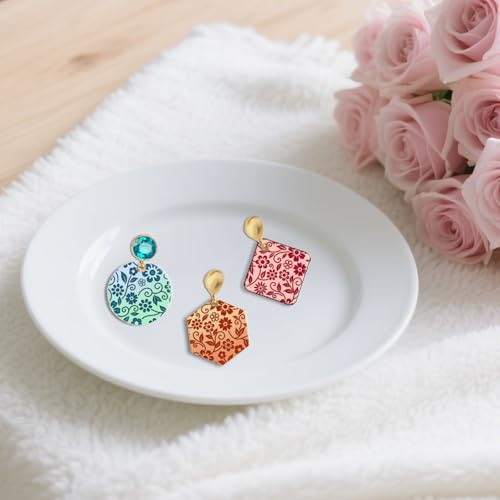 Vine Flowers Pattern Polymer Clay Texture Sheet Curly Plants and Leaves Silicone Texture Mat for Polymer Clay Making Earrings Jewelry DIY Crafts 5.5 × 5.5 Inch