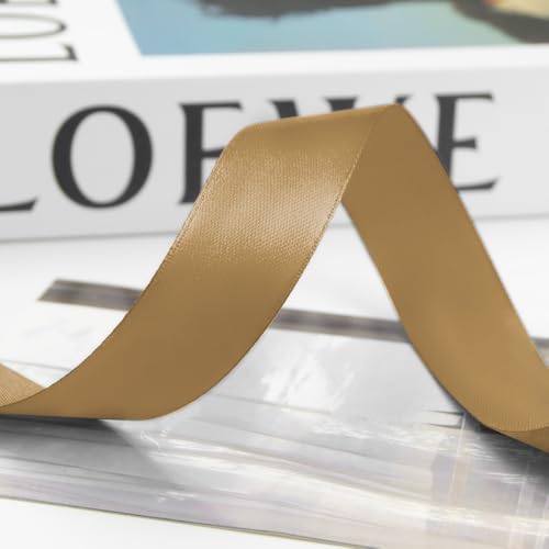 1 Inch 100 Yards Satin Ribbon Champagne Gold (300 Foot)
