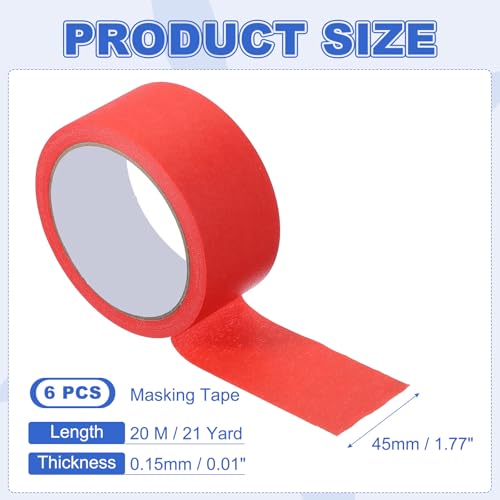 Masking Tape 1.8 Inch x 21 Yard Painter's Tape Red Paint Tapes for DIY Crafts Arts Drawing Decoration Labeling Car Painting Artist Teachers