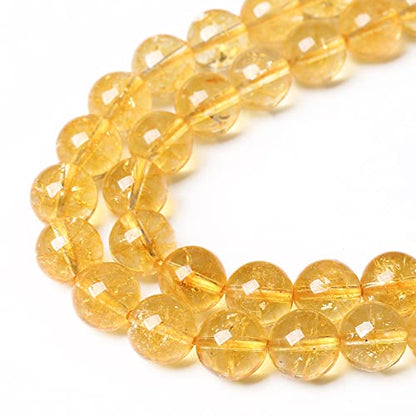 8mm 45Pcs Natural Citrine Beads for Jewelry Making Gemstone Round Loose Beads DIY Bracelet Necklace (16 Count)
