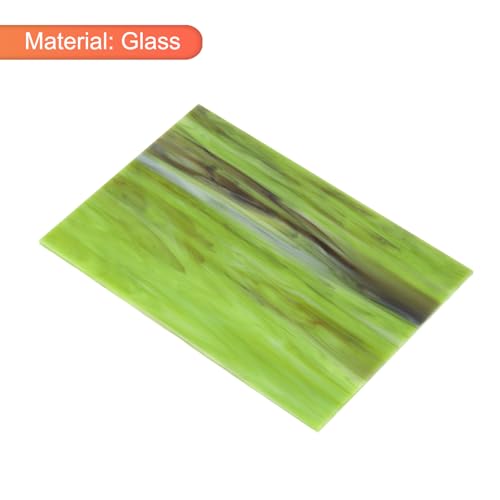 2 Pcs Stained Glass Sheet Mosaic Tile 7.9 Inch x 5.9 Inch Army Green Stained Glass Sheets for Crafts DIY Art Project