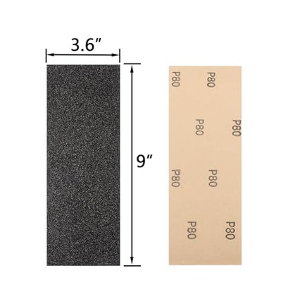 30Pcs 9 x 3.6 Inchs 80 Grit Wet and Dry Handmade Universal Sanding Sheets (30 Count)
