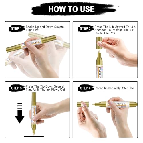4 Gold Silver Oil Based Paint Pens