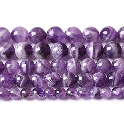 Natural Purple Dream Lace Amethysts Beads Crystal Round Loose Beads for Jewelry Making 12mm 32pcs 1 Strand 15" (16 Count)