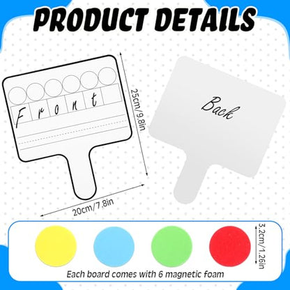 9 Pcs Magnetic Paddle Set Education Dry Erase Double Side Handheld Answer Board with Magnetic Counters Discs Phonemic Awareness Phonics Games Toy for Students Kids Teaching Supply