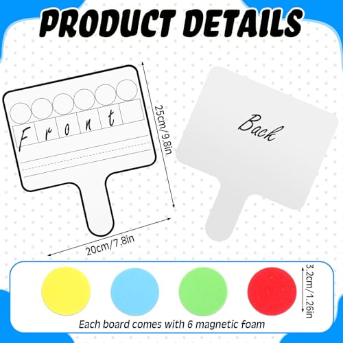 3 Pcs Magnetic Paddle Set Education Dry Erase Double Side Handheld Answer Board with Magnetic Counters Discs Phonemic Awareness Phonics Games Toy for Students Kids Teaching Supply (3 Count)