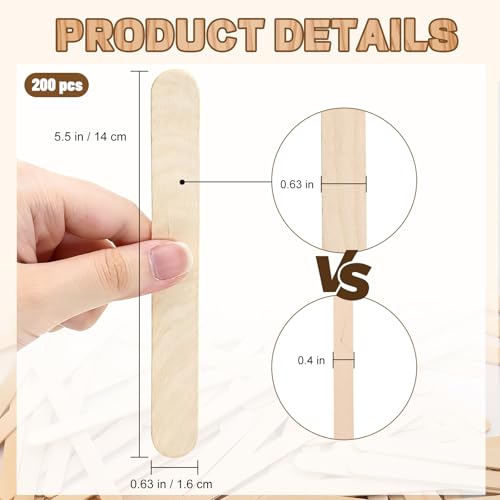 200PCS Popsicle Sticks for Craft (200 Count)