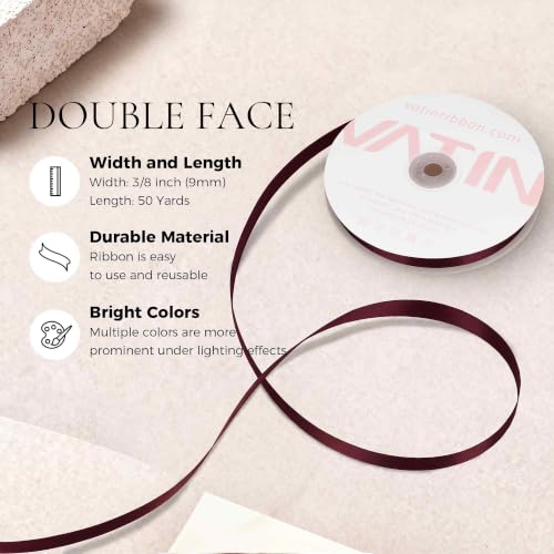 Wine Satin Ribbon 3 (150 Feet)