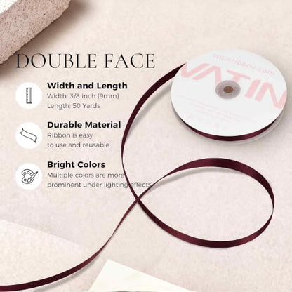 Wine Satin Ribbon 3 (150 Feet)