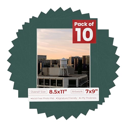 Pack of Ten Acid Free 8.5x11 Mats Bevel Cut for 7x9 Photos (10 Count)