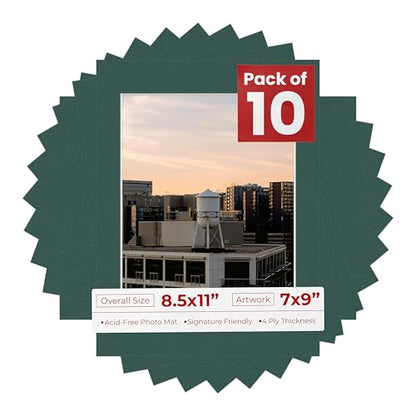 Pack of Ten Acid Free 8.5x11 Mats Bevel Cut for 7x9 Photos (10 Count)