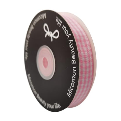 Pink Gingham Plaid Checked Ribbon 25 Yards Each Roll 100% Polyester (75 Foot)