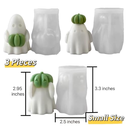 3 Pcs Ghost & Pumpkin Candle Molds for Candle Making (3 Count)
