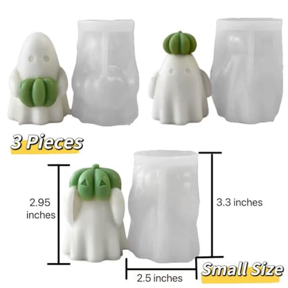 3 Pcs Ghost & Pumpkin Candle Molds for Candle Making (3 Count)