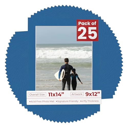 Pack of 25 Acid Free 11x14 Mats Bevel Cut for 9x12 Photos (25 Count)