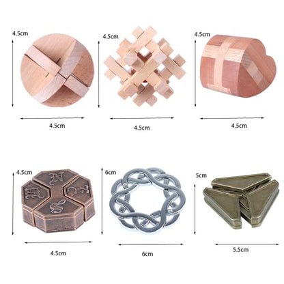 Brain Teaser Puzzle for Adults Puzzles Metal Hole Lock Adult Educational Toy Jigsaw IQ Puzzle（6 Pack） (6 Count)