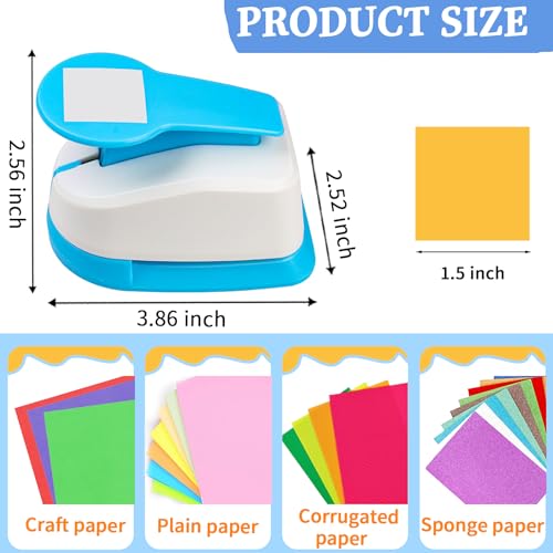 Square Punch Square Hole Punch for Crafts Squares Paper Punches for Crafting Squares Puncher for Scrapbooking 1.5 inch Shape Hole Puncher