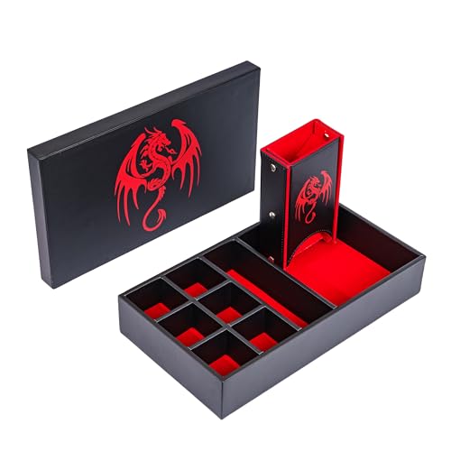 4-in-1 D&D Storage Dice Box Portable Rolling Tray for Tabletop Games (35.2 Ounce)